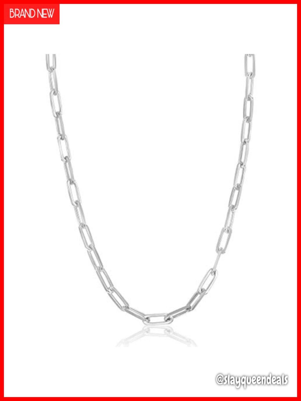 Italian Paperclip Chain Necklace Sterling Silver 14K Gold Plated